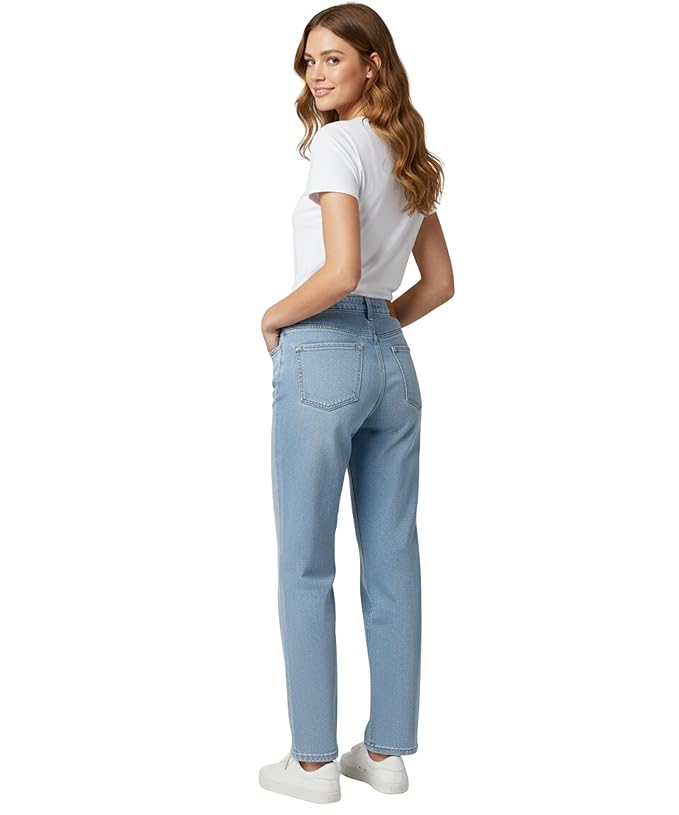 Hoorza Women's Straight Leg Jeans, Light Blue Wash, High Rise Denim, Classic Fit