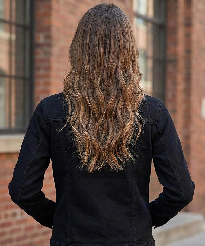 HOORZA Women’s Black Cropped Denim Jacket – lightweight, stylish, and perfect for everyday streetwear.