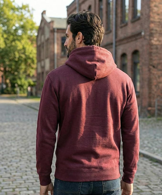 Hoorza Men’s Woollen Cotton Hoodie – Soft Warm Hooded Sweatshirt with Kangaroo Pocket